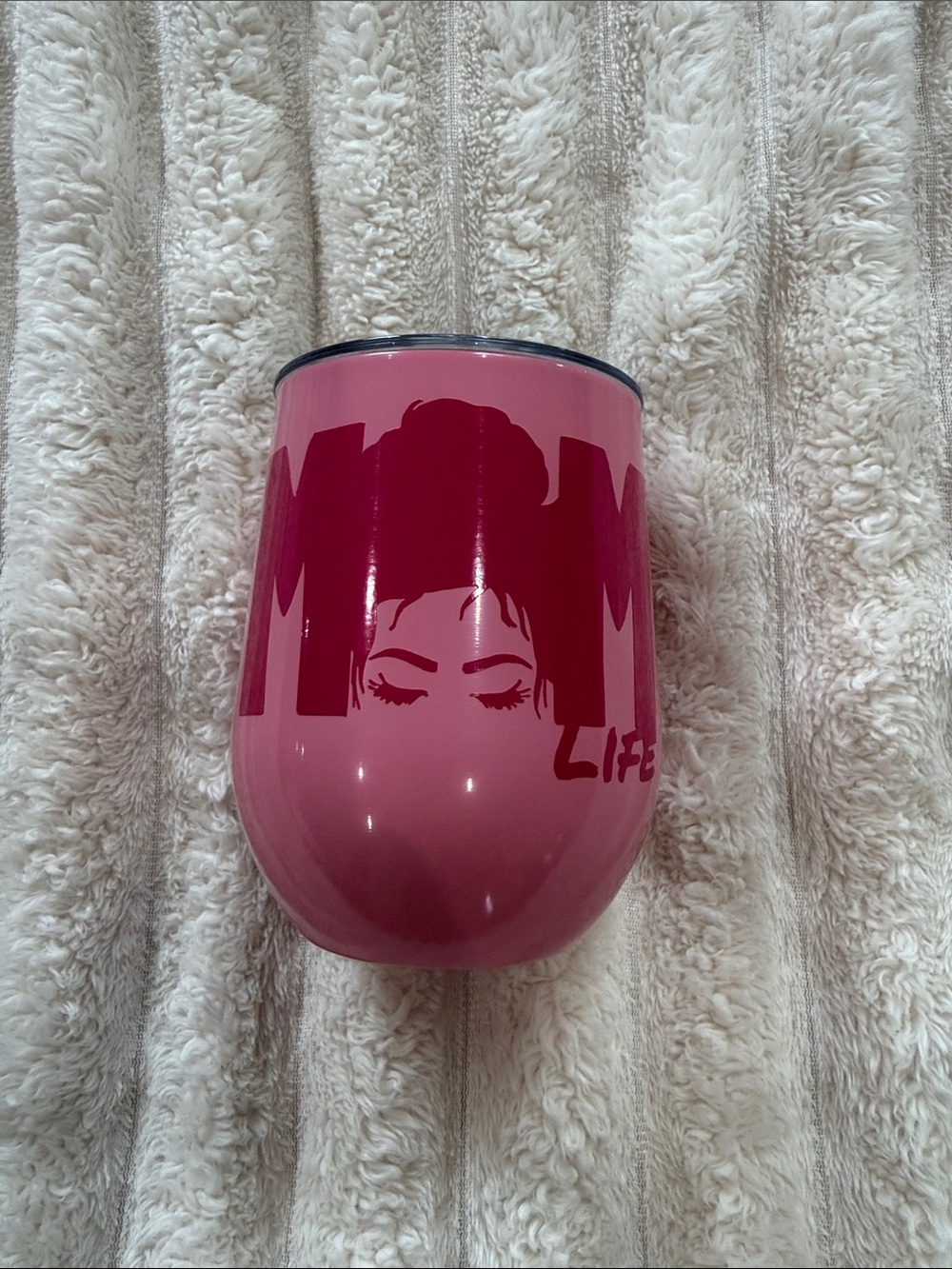 Pink 'Mom Life' Stainless Wine Tumbler
